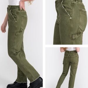 Seven7  7.7  Olive Green Carpenter Mid-Rise Jeans size 29